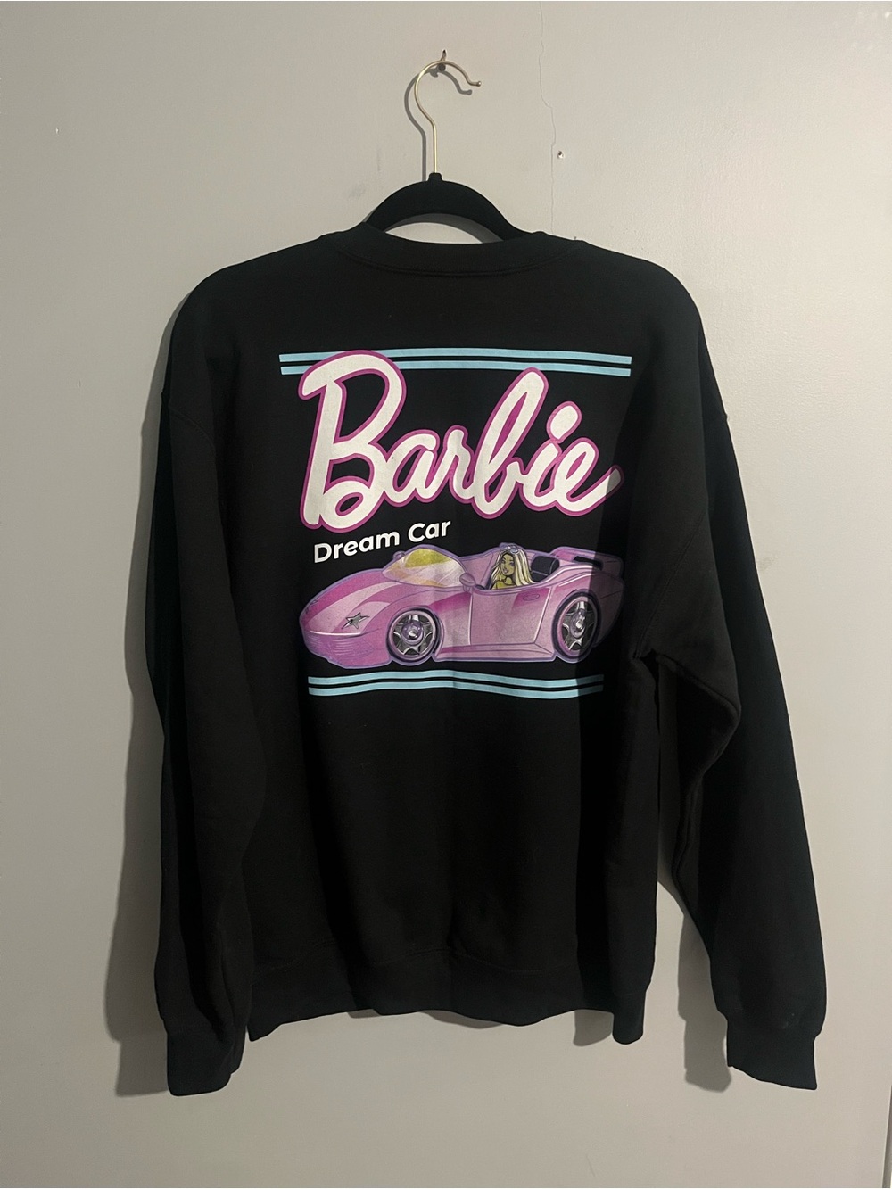 Barbie Black Crewneck Sweatshirt with Pink Car Graphic oversized size large